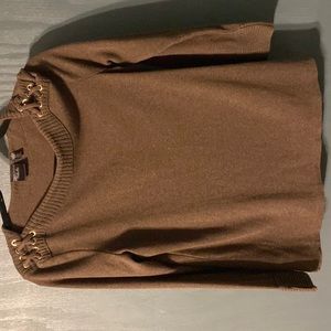 Womens Brown Half Sleeve Sweater Size: Large